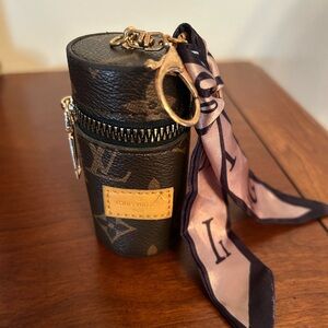 Monogram Accessory Cylinder Case with Pink Scarf